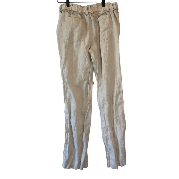 London Jean Womens Linen Pants Tan Size 8 Pockets Tie-waist Wide-leg - Picture 2 of 3